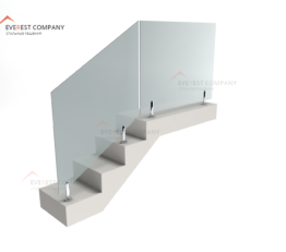 стеклянные ограждения для лестниц и площадок на металлическом держателе фото